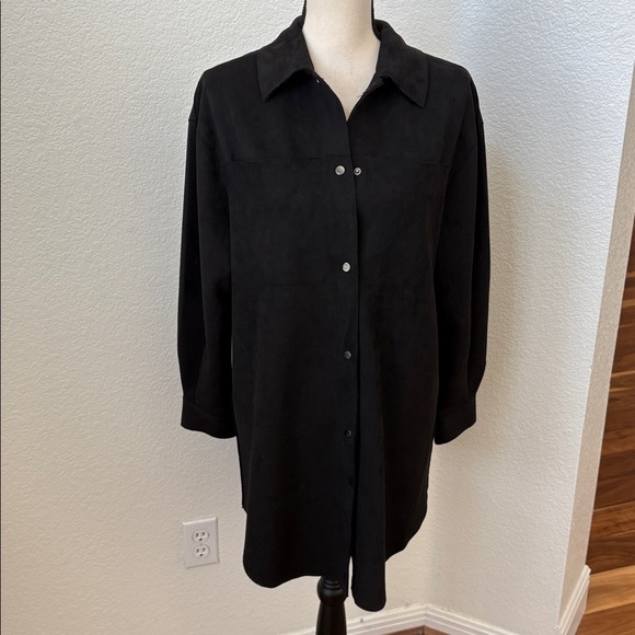 Truth by Republic Oversized Black Faux Suede Snap Shirt Shacket Size Small - Picture 4 of 9